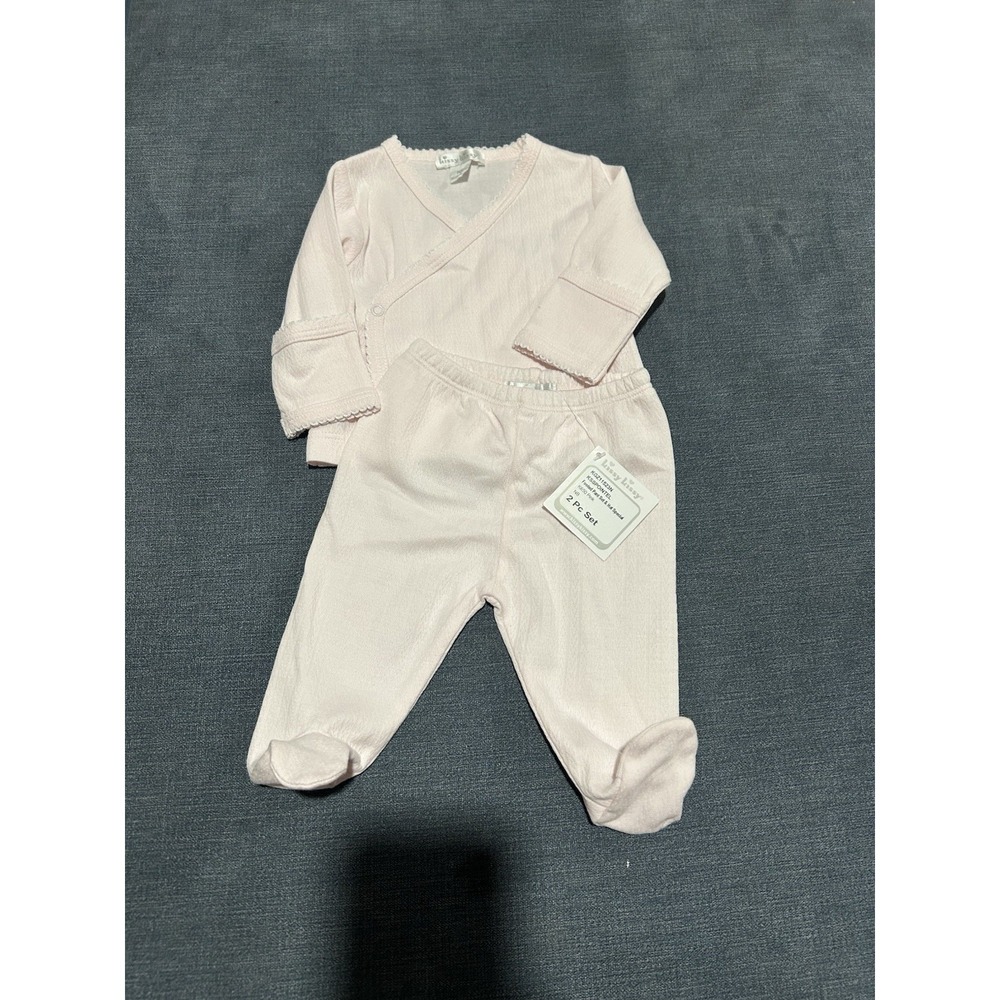 Kissy Kissy Light Pink Ribbed Kimono Top & Footed Pant Set